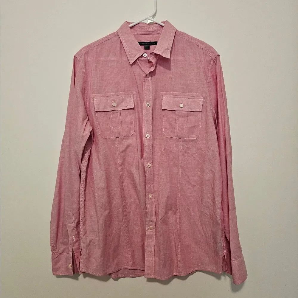 John Varvatos Mens Button Down Long Sleeve Light Red